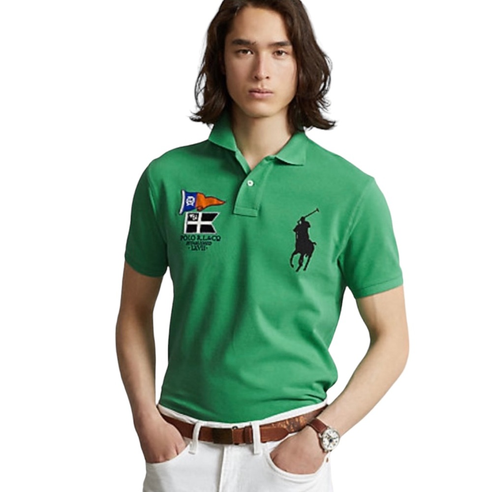 Polo Ralph Lauren Classic Fit Big Pony Mesh Polo Shirt NWT Green Men’s Large - Picture 6 of 9